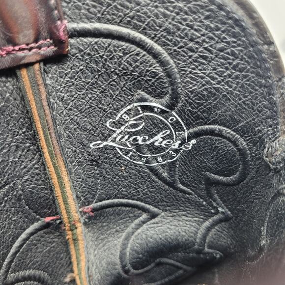 Lucchese Boots Men 9.5D Black Cherry Caiman Belly Leather Western Charles EXOTIC - Picture 9 of 14